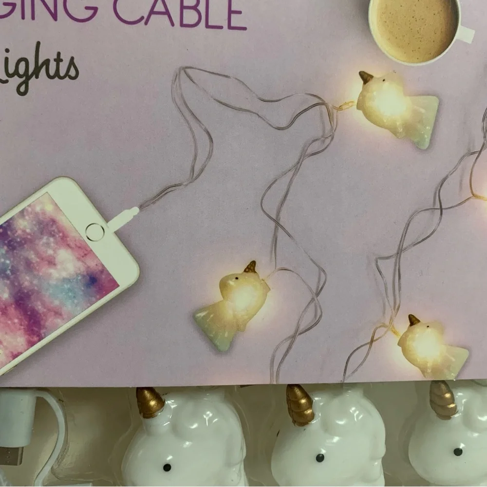 UNIVERSAL CHARGING CABLE Unicorn STRING LIGHTS! 2-in-1 Cute Light-Up Home Decor